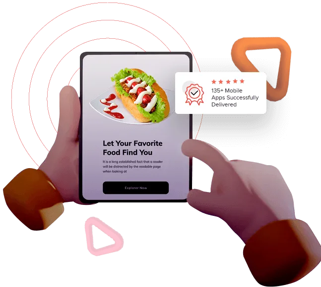 Illustration of hands using a food app on a phone